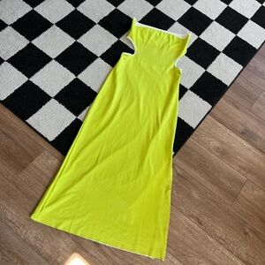 Amazon Yellow Sheath Dress Square Neck Sleeveless Cocktail